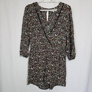 LOFT Floral Romper SP Cottagecore Soft Viscose‎ Short Jumpsuit Black Spring